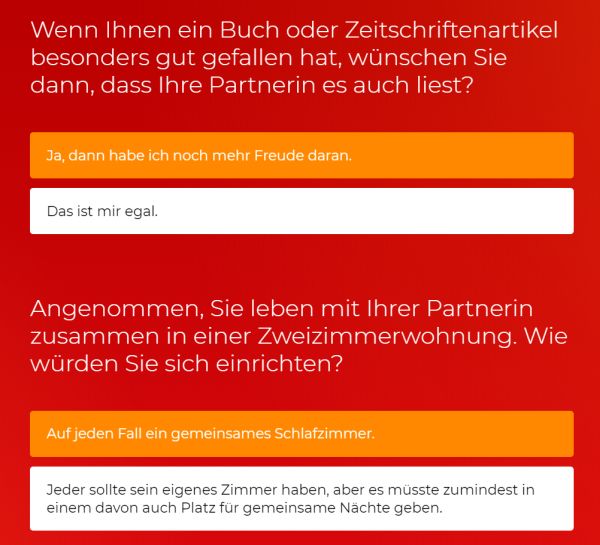 Screenshot aus dem Parship Persönlichkeitstest