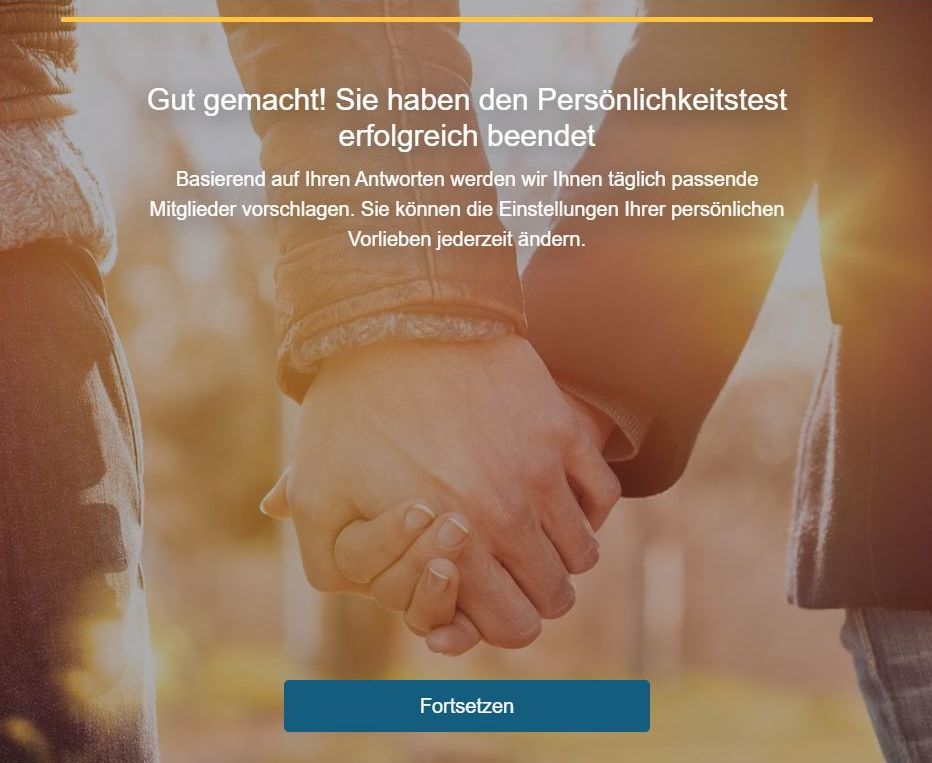 Persoenlichkeitstest abgeschlossen eDarling